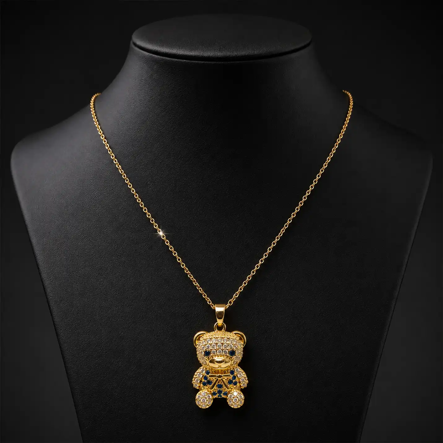 Crystal Teddy Bear Pendant Necklace